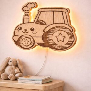 Houten kinder wandlamp tractor kinderkamer