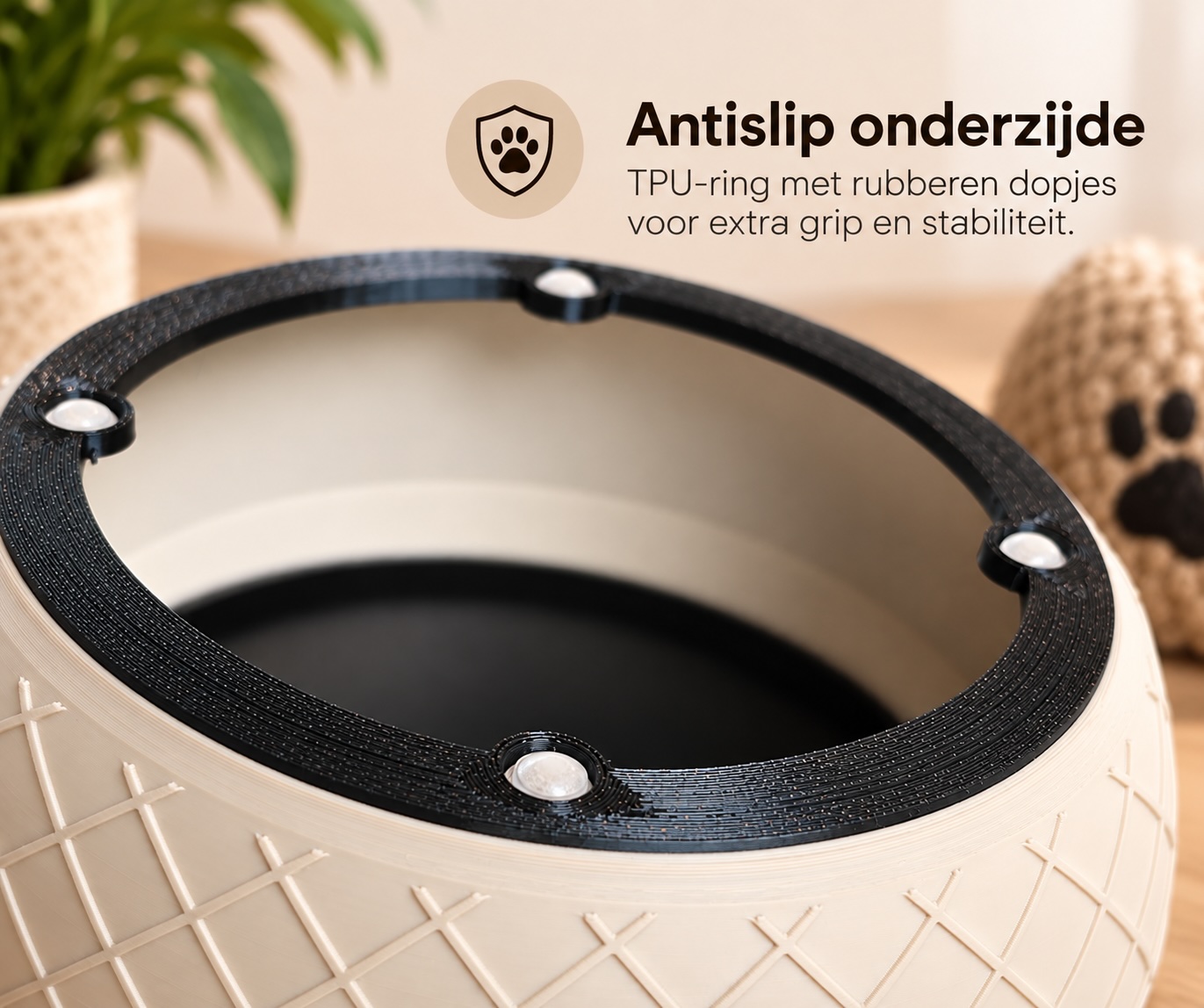Voerbak met naam antislip
