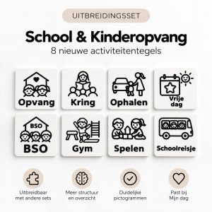 Uitbreidingsset visuele dagplanner School en Kinderopvang met 8 activiteitentegels