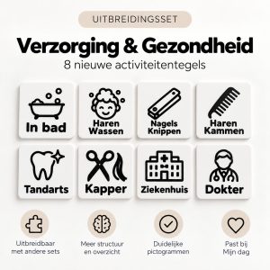Uitbreidingsset dagplanner Verzorging en Gezondheid met 8 activiteitentegels